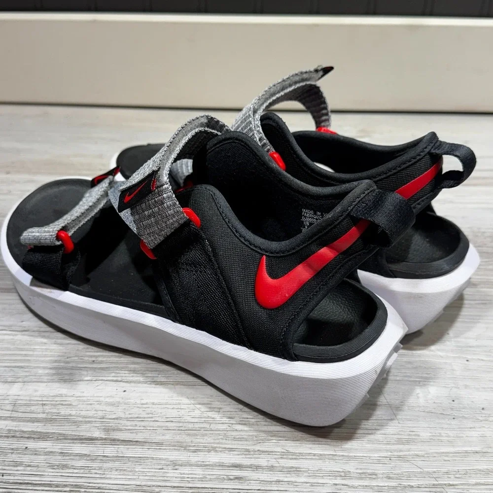 Nike Vista Sandals Shoes Mens Size 8 Black Red Strap Adjustable DJ6606-002